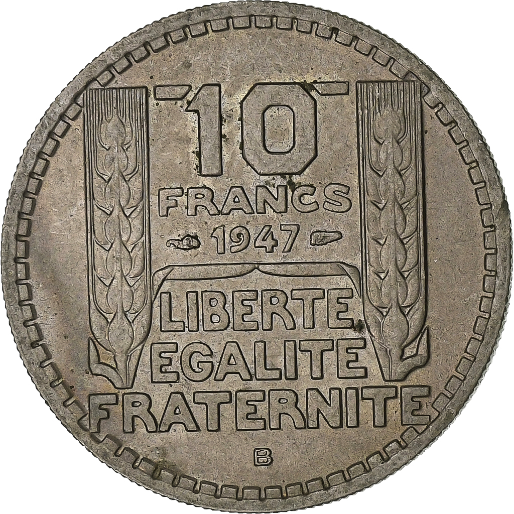 France, 10 Francs, Turin, 1947, Beaumont - Le Roger, Copper-nickel, 