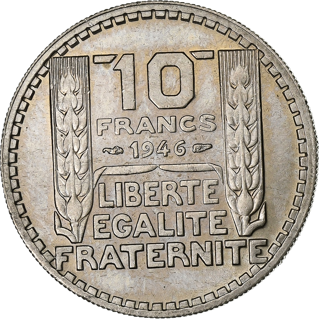 France, 10 Francs, Turin, 1946, Copper-nickel, AU, KM:908.1
