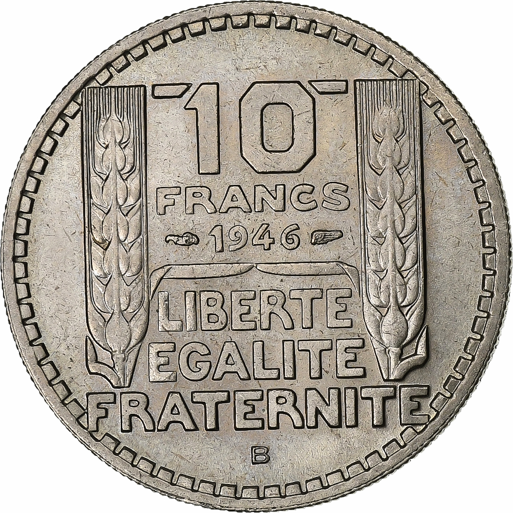 France, 10 Francs, Turin, 1946, Beaumont - Le Roger, Copper-nickel, 