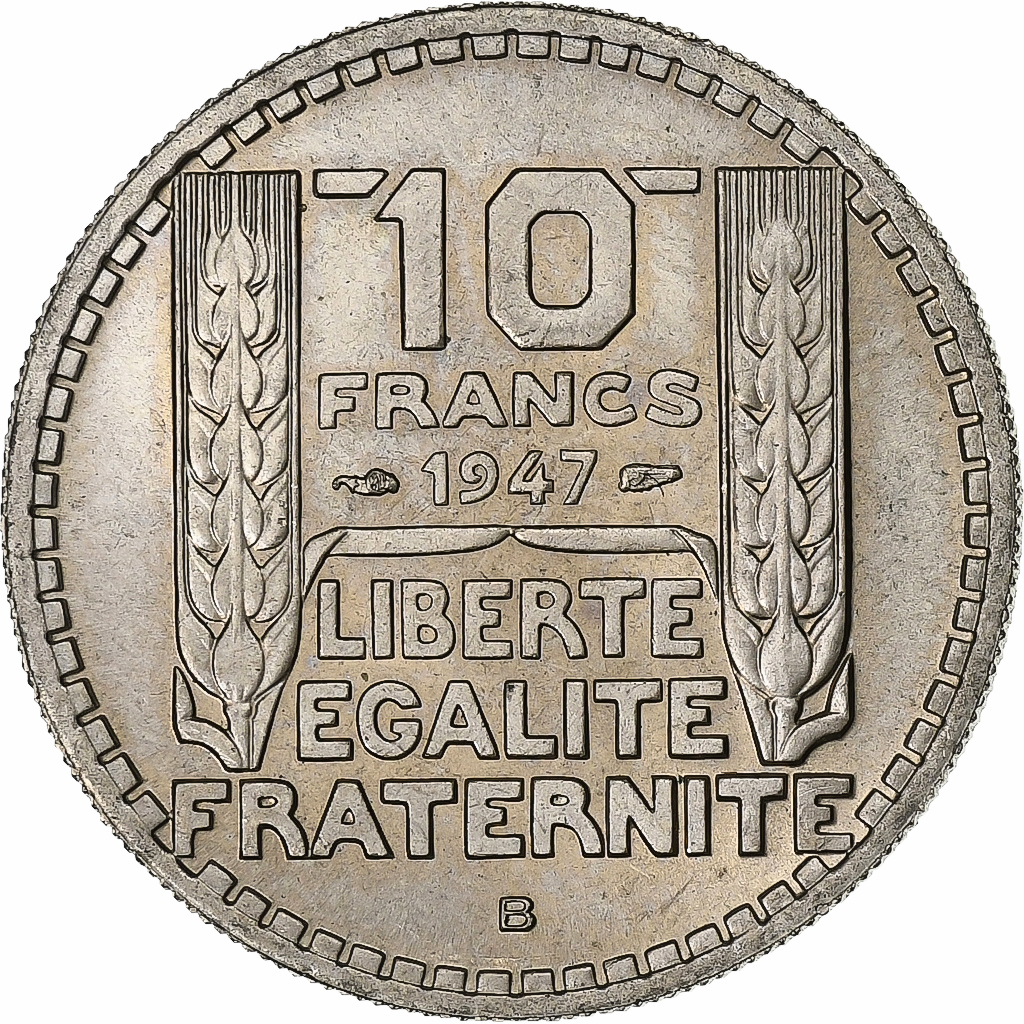 Frankreich, 10 Francs, Turin, 1947, Beaumont - Le Roger, Kupfer-Nickel, VZ+
