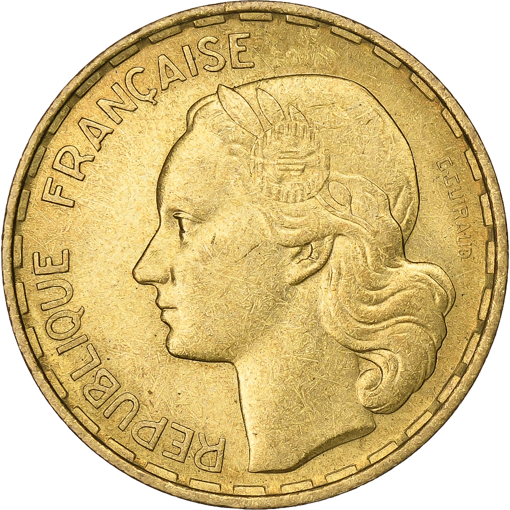 France, 50 Francs, Guiraud, 1952, Paris, Aluminum-Bronze, , KM:918.1