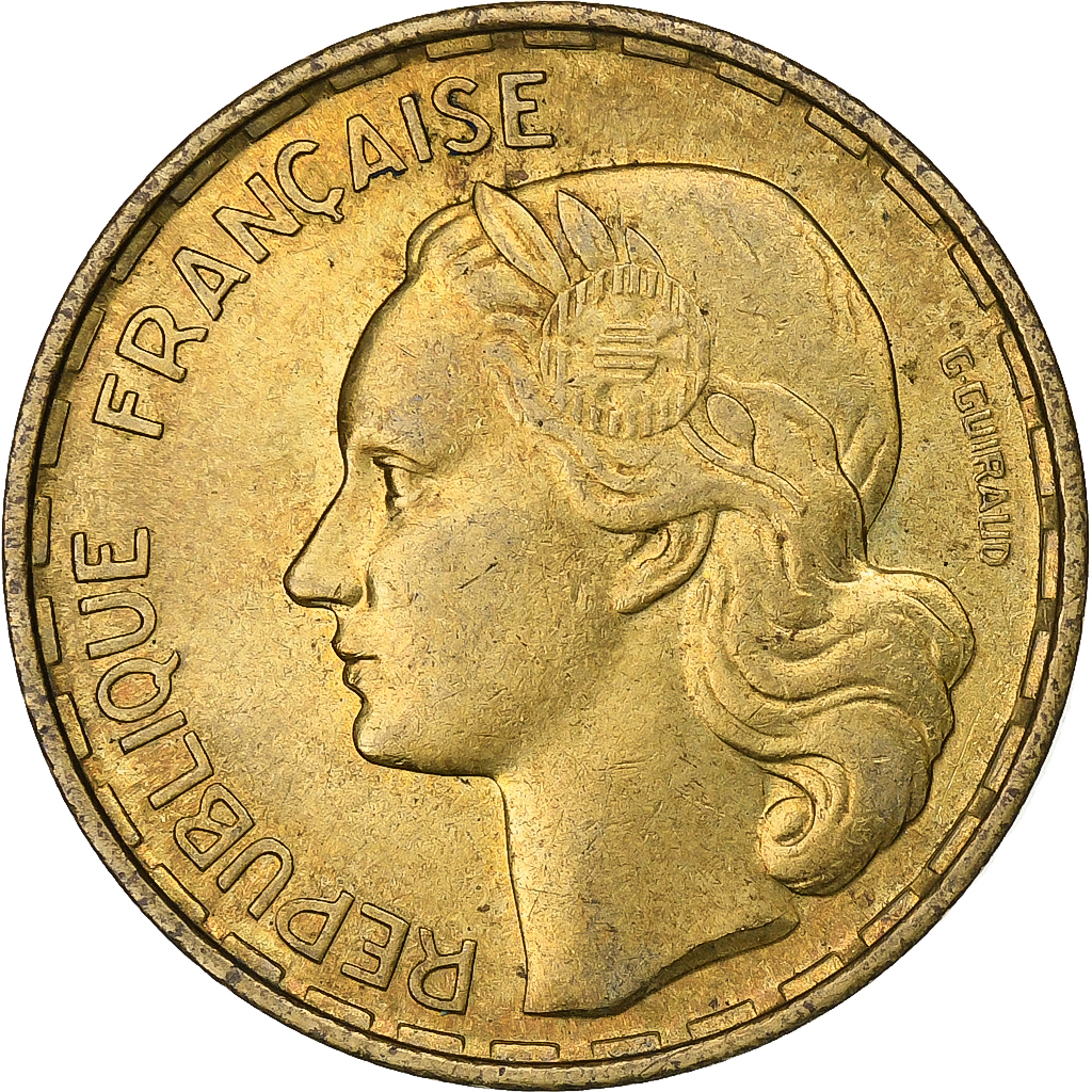 France, 50 Francs, Guiraud, 1953, Paris, Aluminum-Bronze, , KM:918.1