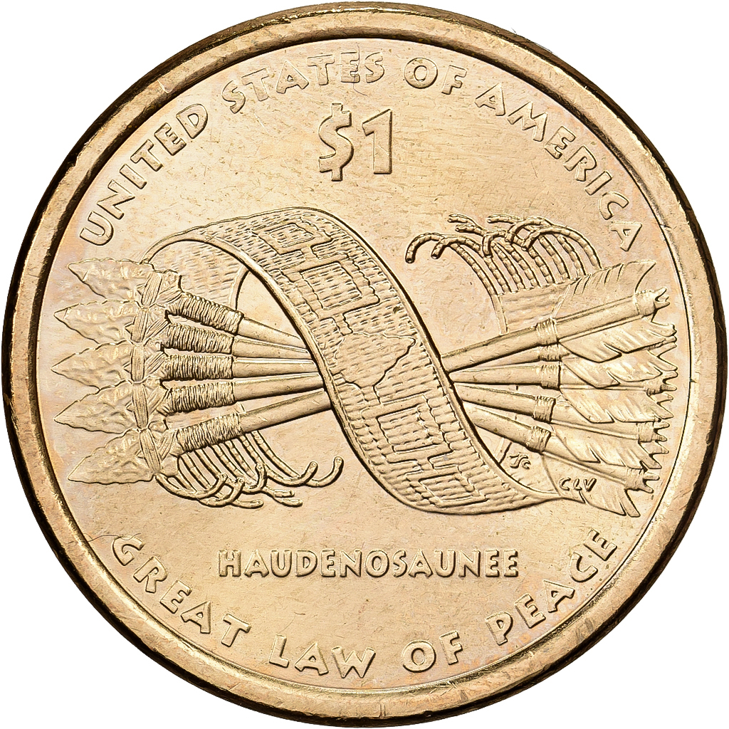 United States, Dollar, Native American Dollar - Hiawatha belt reverse, 2010