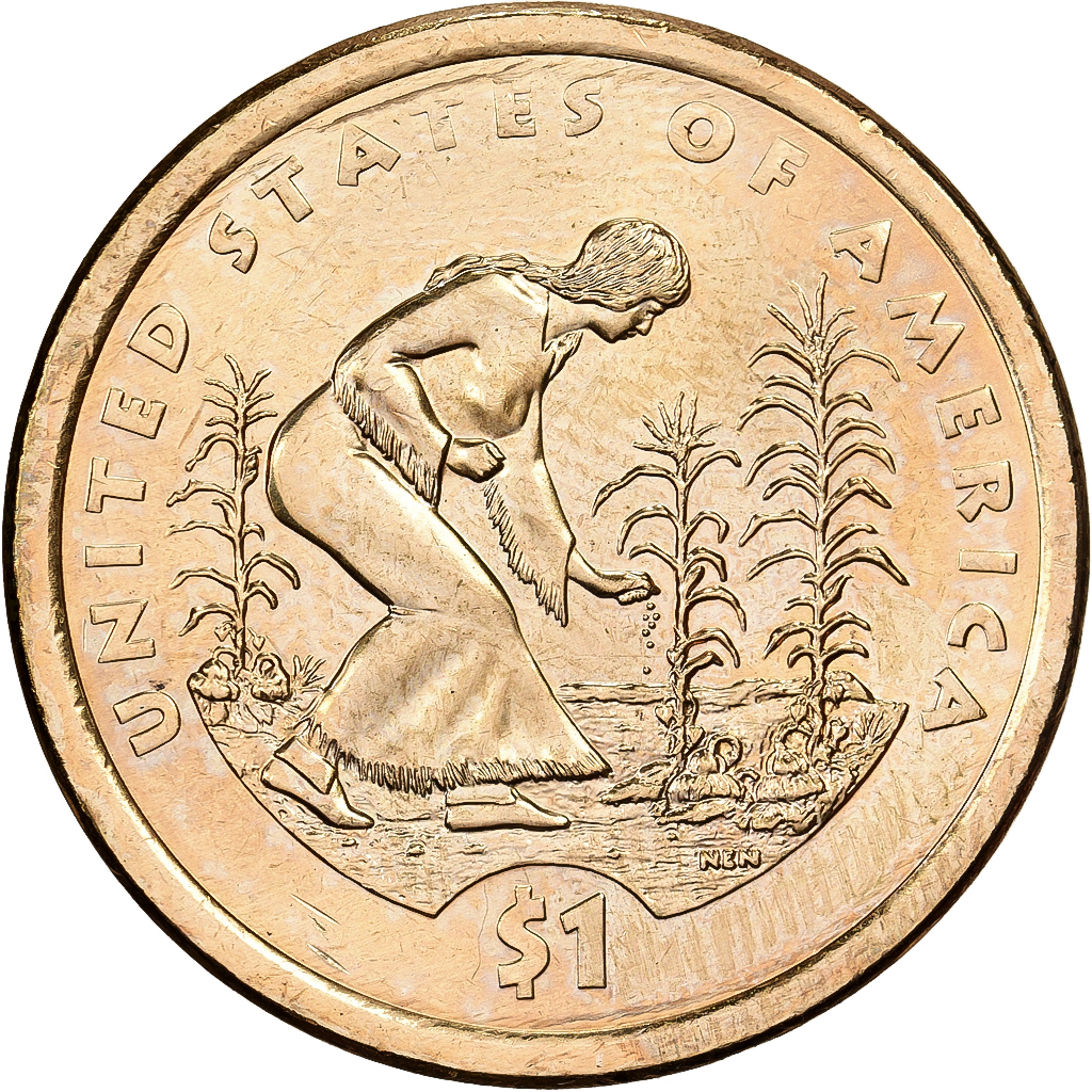 United States, Dollar, Native American Dollar - Planting crops reverse, 2009