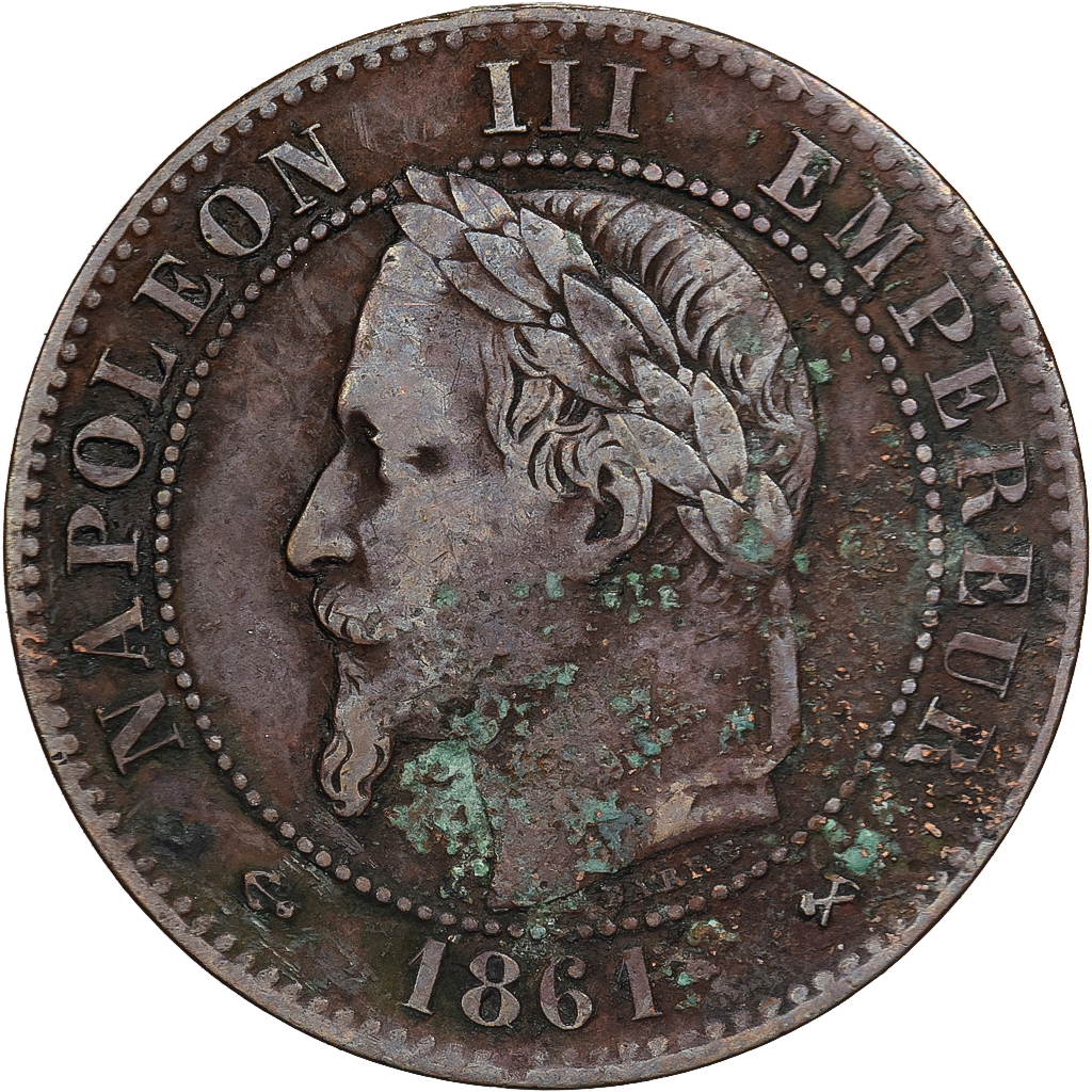 France, Napoleon III, 2 Centimes, Napoléon III, 1861, Bordeaux, Bronze