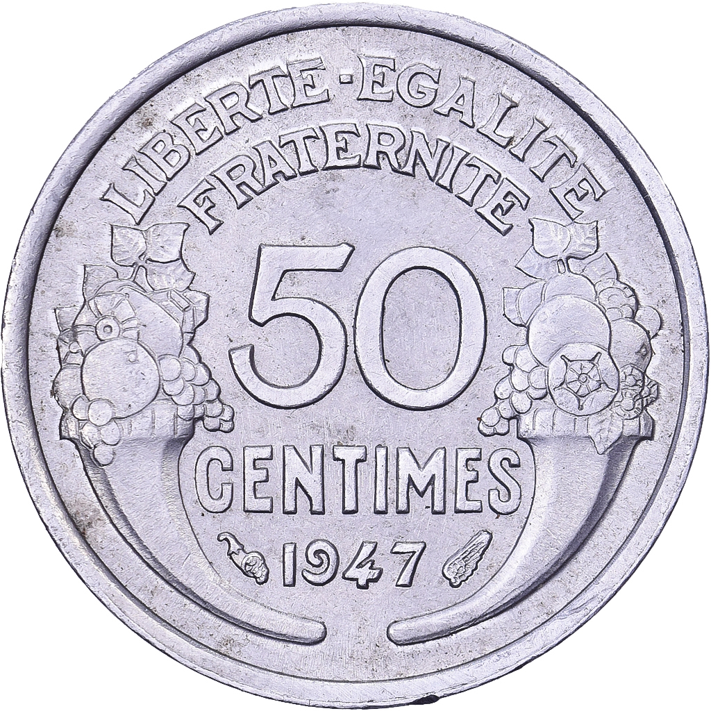 France, 50 Centimes, Morlon, 1947, Paris, Aluminum, , KM:894.1a