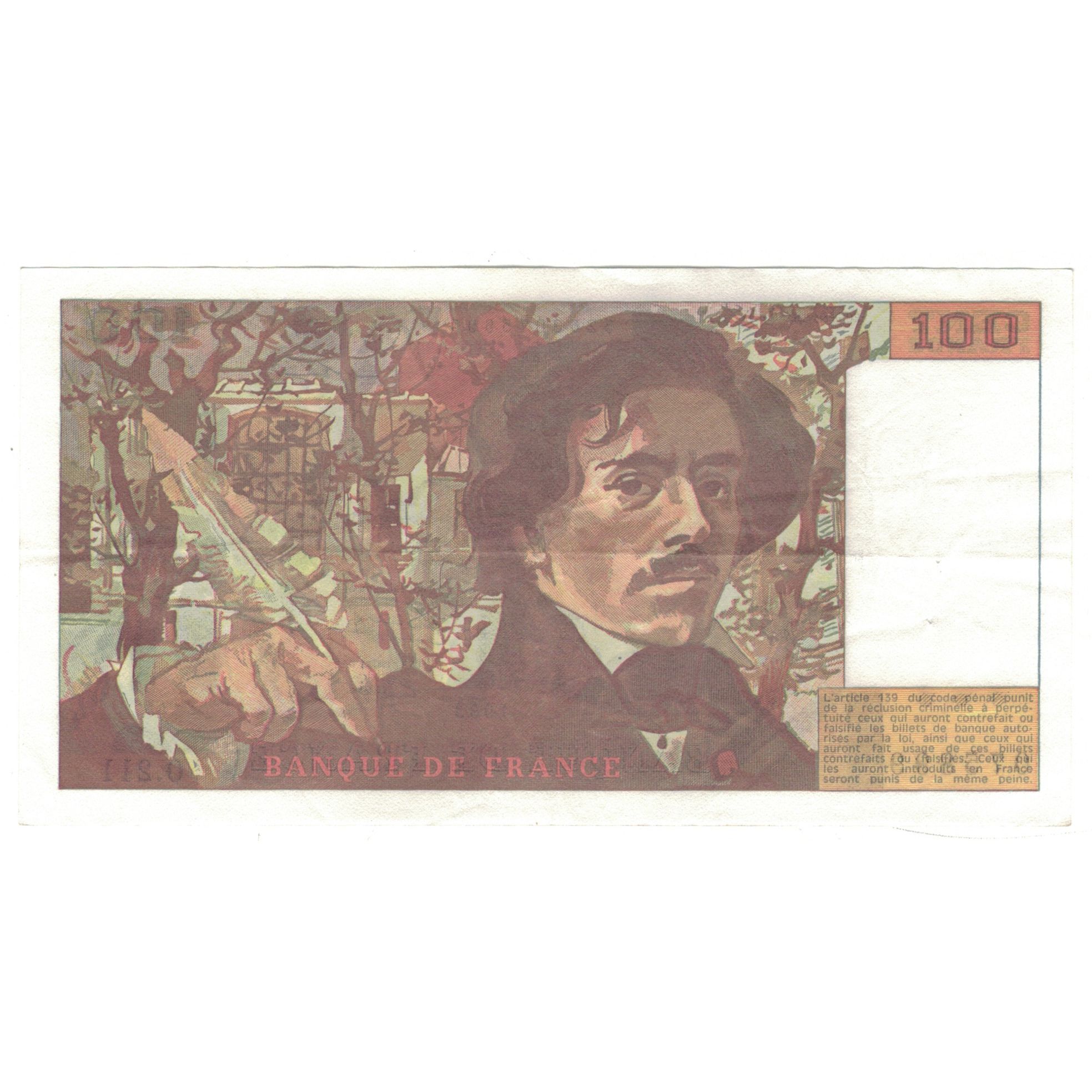 Francia, 100 Francs, Delacroix, 1993, O.211, MBC+, Fayette:69bis.5, KM:154e