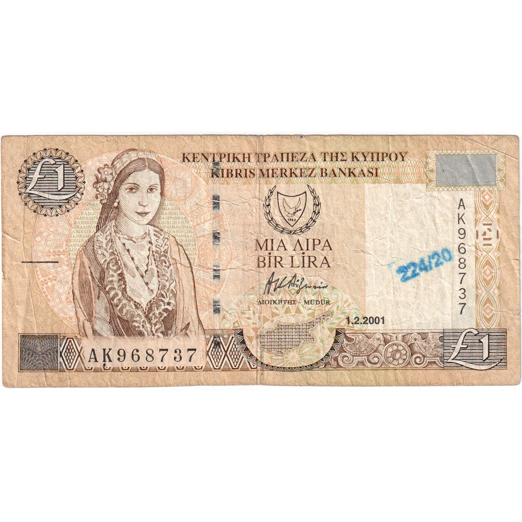 Banknote, Cyprus, 1 Pound, 2001, 2001-02-01, KM:60c, VG