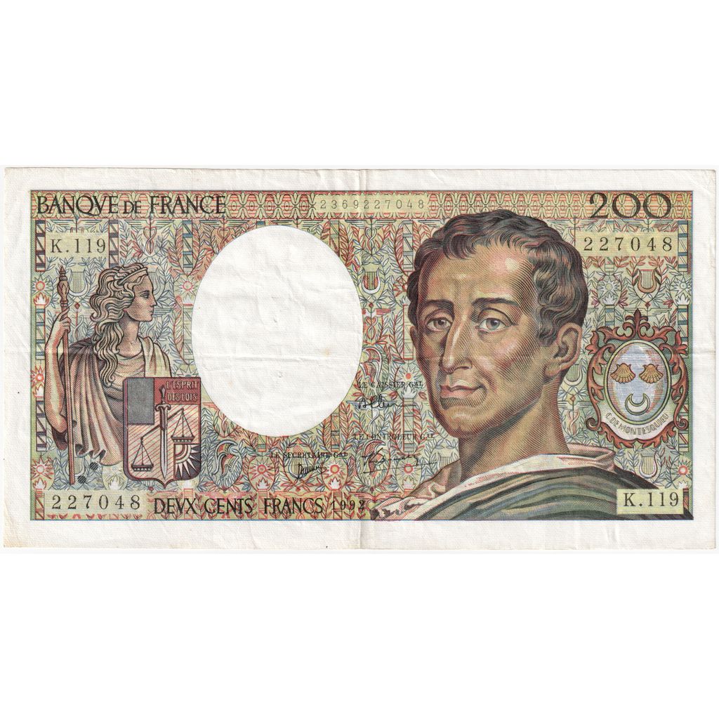 France, 200 Francs, 1992, K.119, VF(30-35), Fayette:70.12b, KM:155e