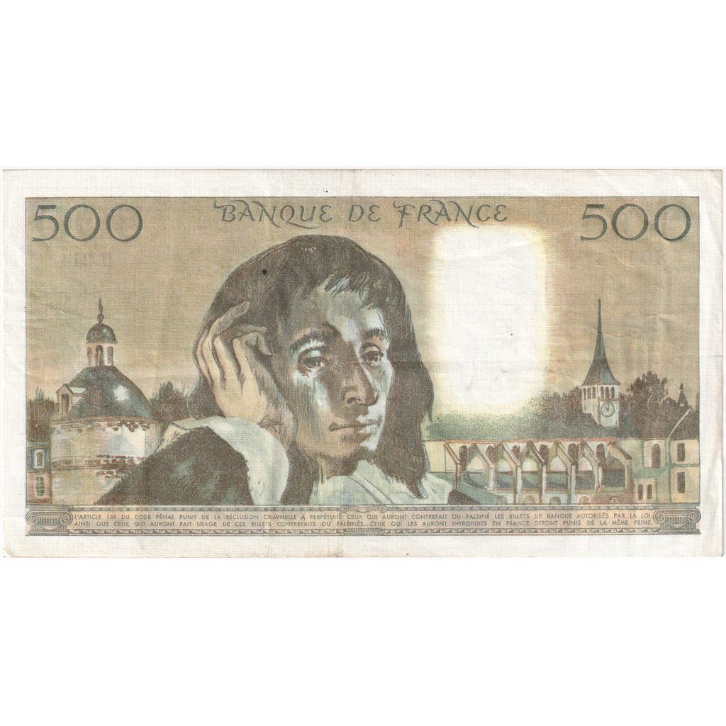 France, 500 Francs, Pascal, 1984-07-05, U.214, AU(50-53)