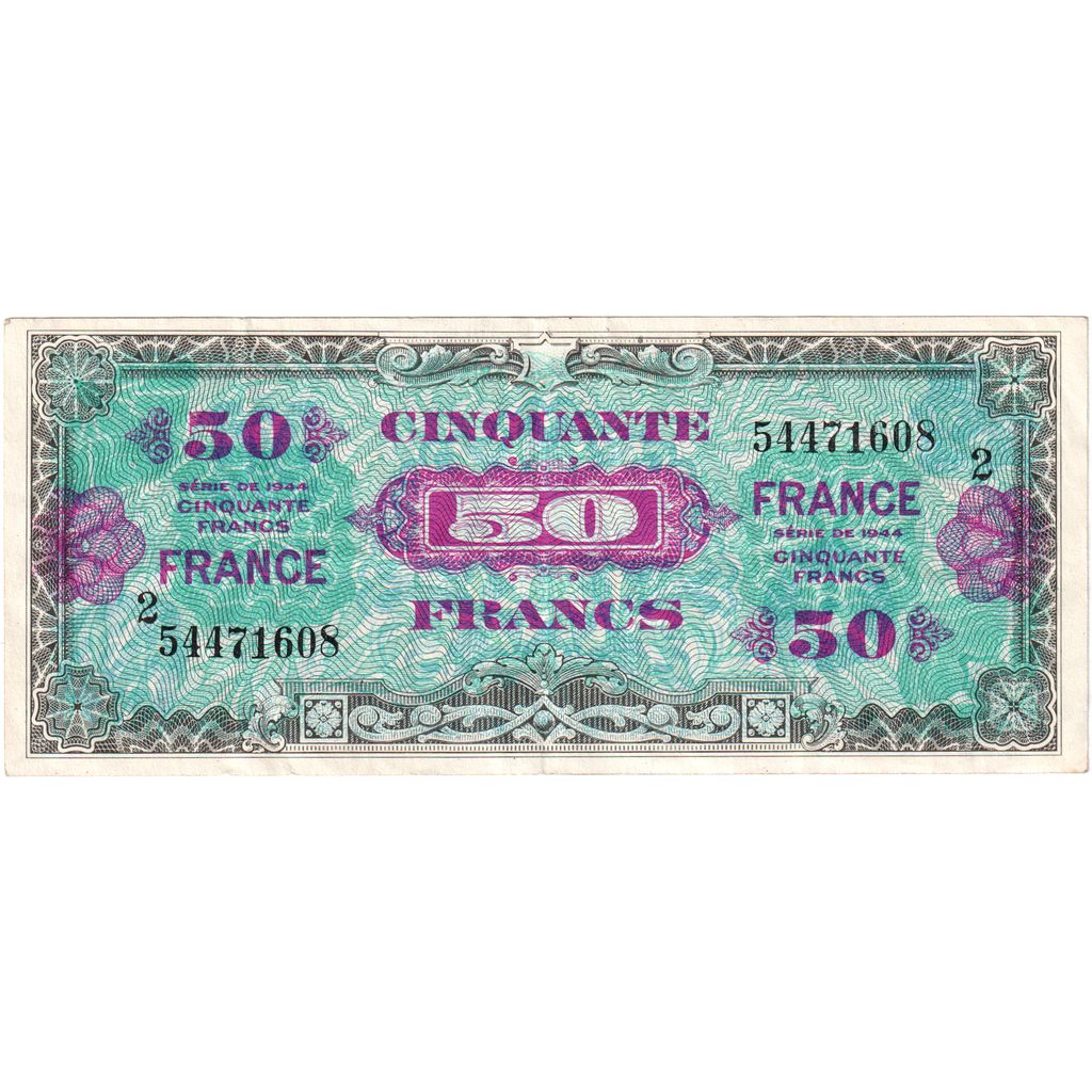 France, 50 Francs, Flag/France, SERIE DE 1944, Serie 2, AU(55-58)