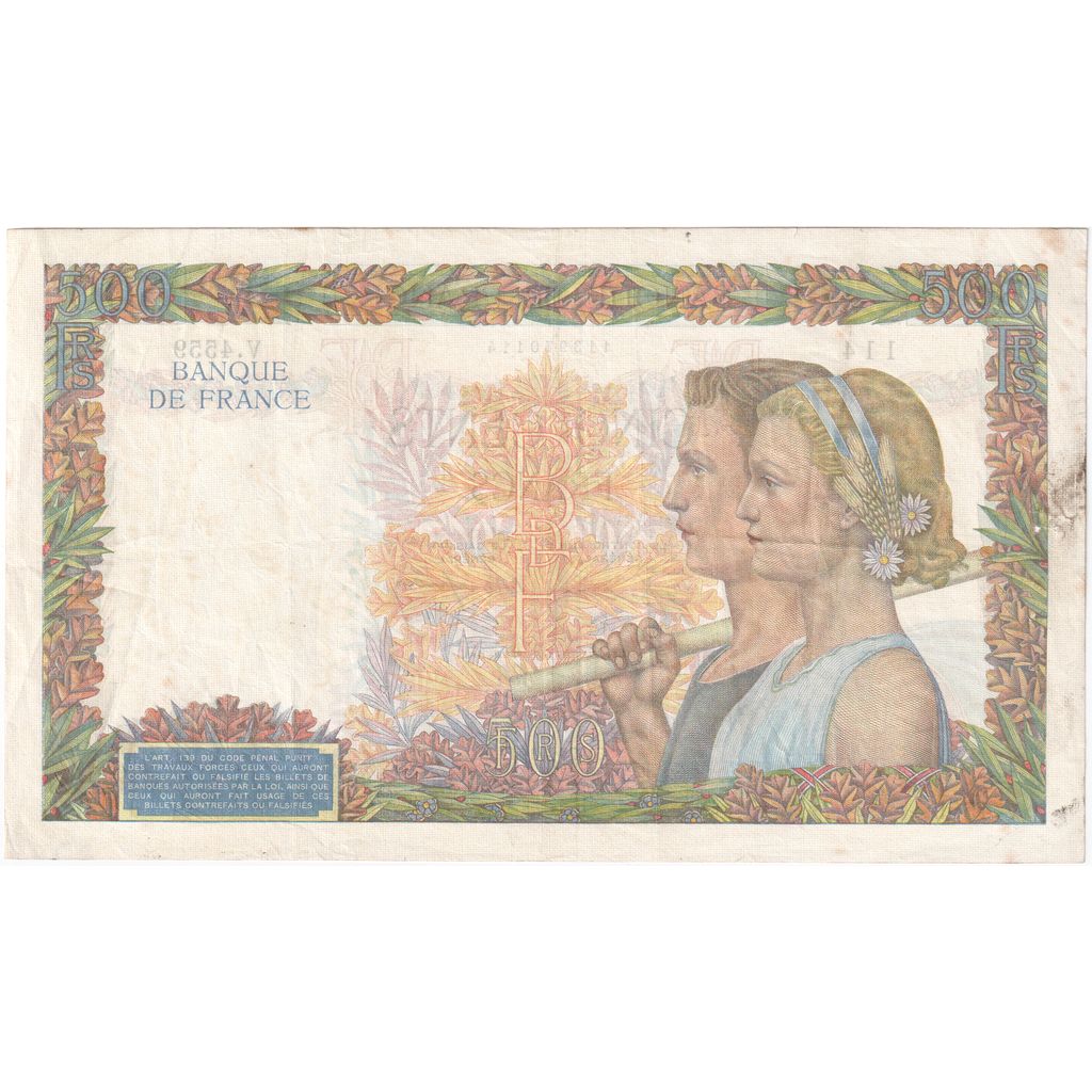 France, 500 Francs, La Paix, 1942-01-29, V.4559, AU