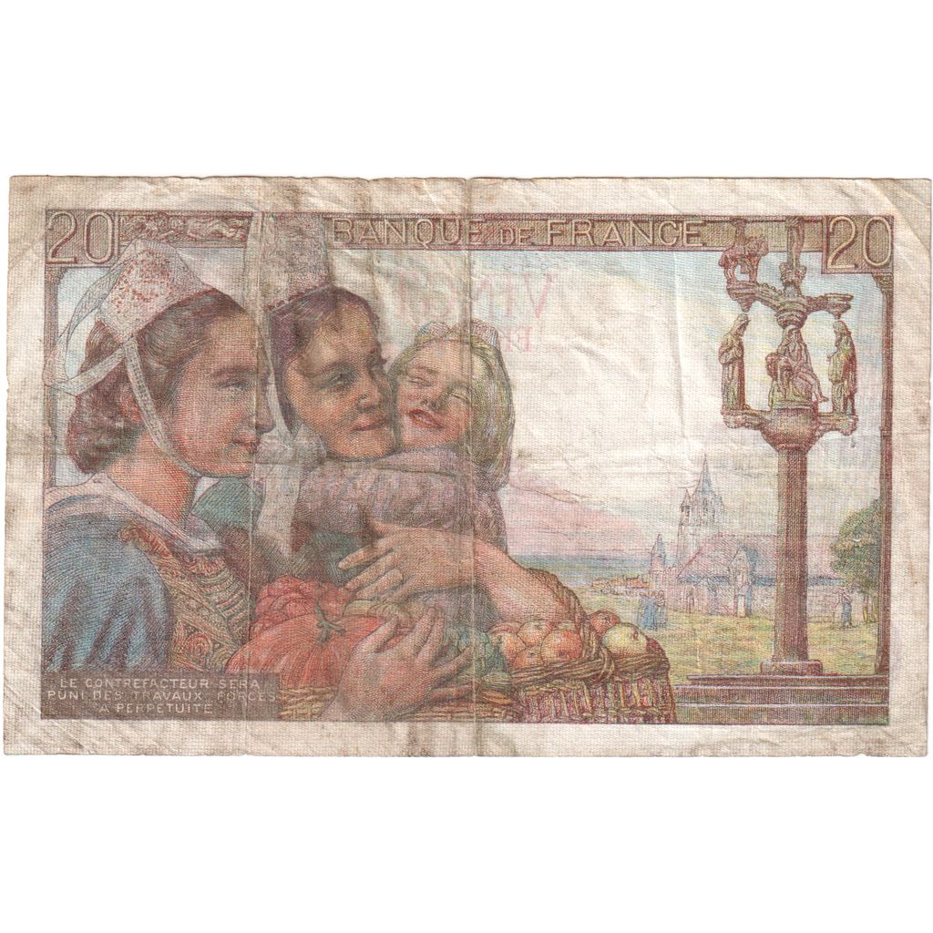 France, 20 Francs, Pêcheur, 5-7-1947, S.159, EF(40-45)