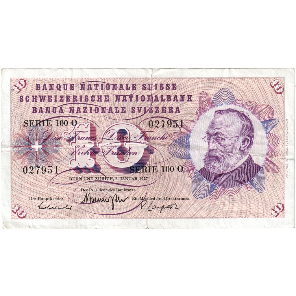 Switzerland, 10 Franken, 1969-01-15, EF(40-45)
