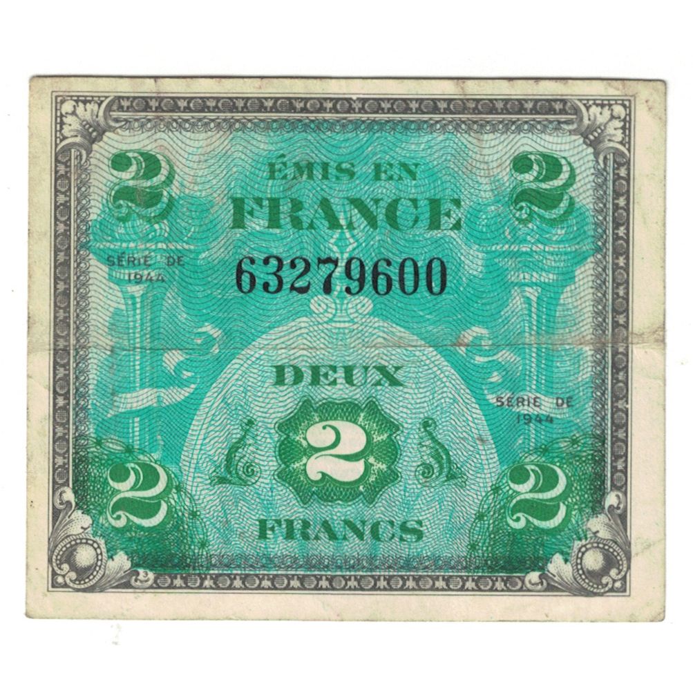 France, 2 Francs, 1944, 63279600, EF(40-45), Fayette:VF16.1, KM:114a