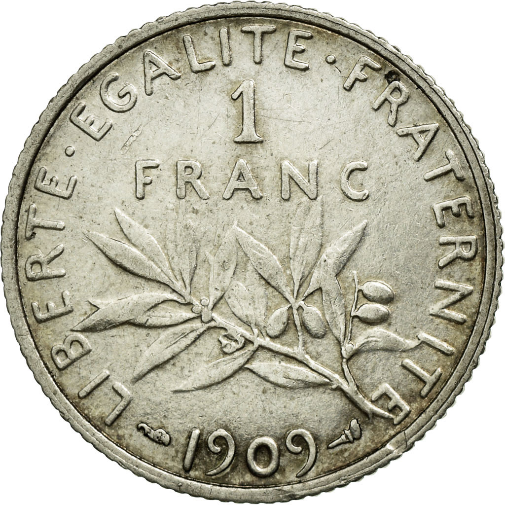 Coin, France, Semeuse, Franc, 1909, , Silver, Gadoury:467