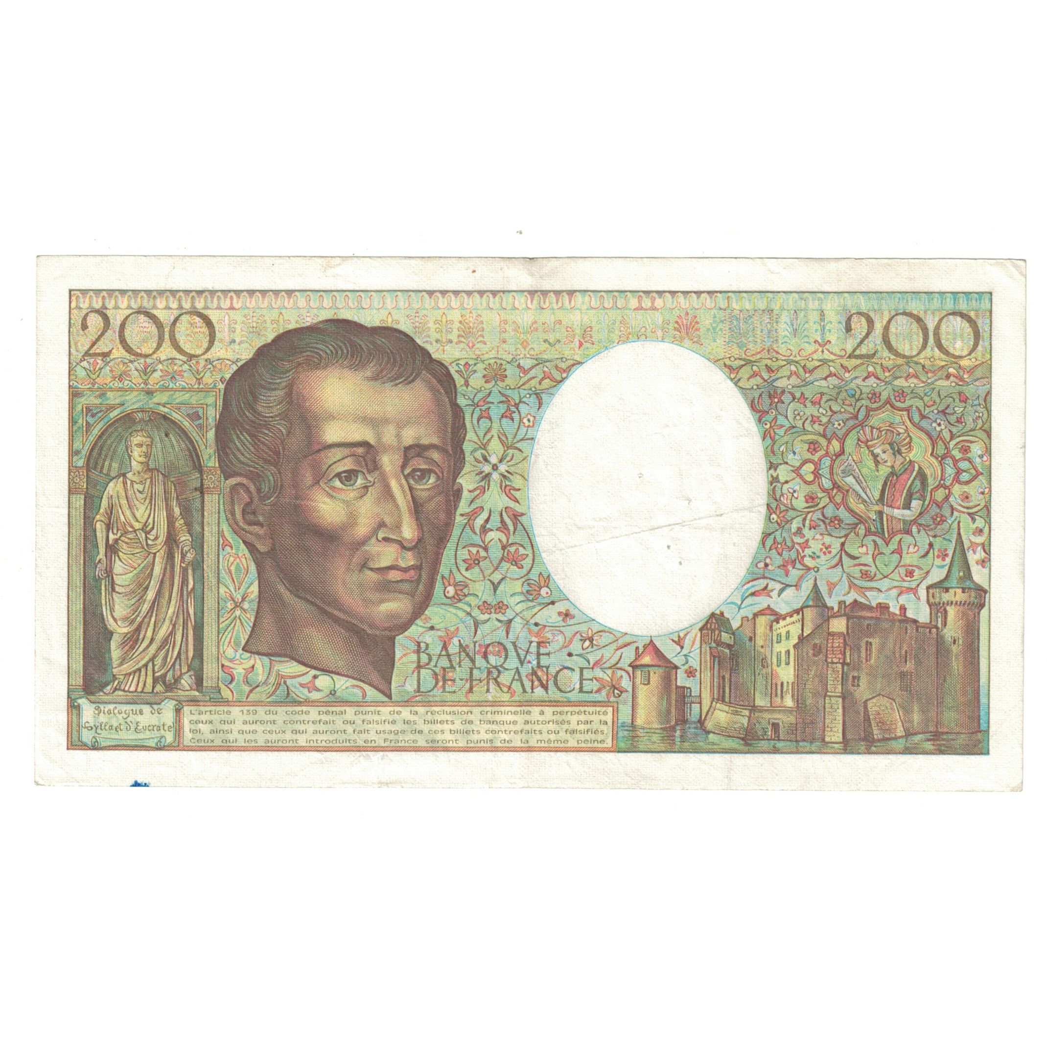 France, 200 Francs, Montesquieu, 1984, L.024 325821, VF(30-35), Fayette:70.4