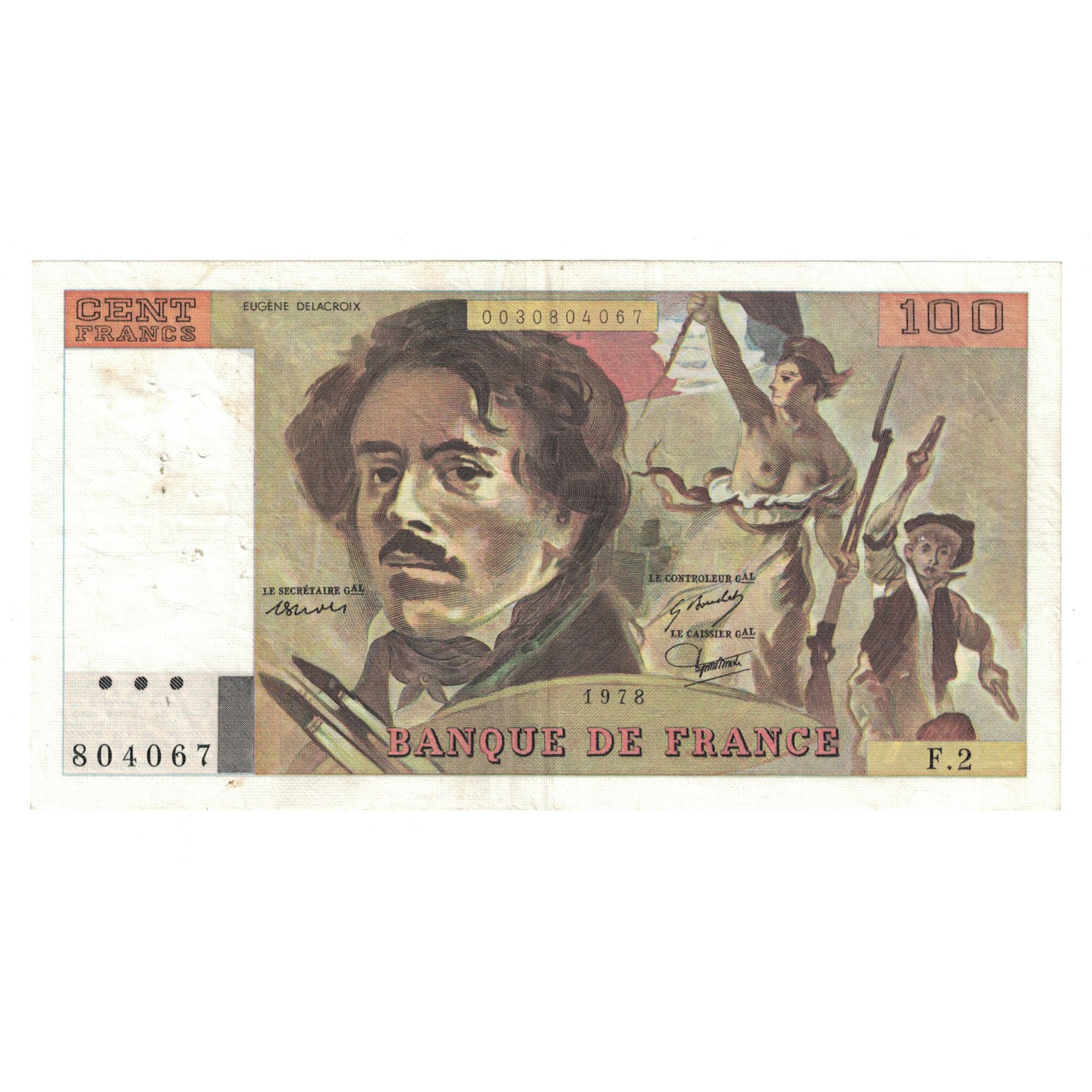 France, 100 Francs, Delacroix, 1978, F.2804067, EF(40-45), Fayette:68.2, KM:154a