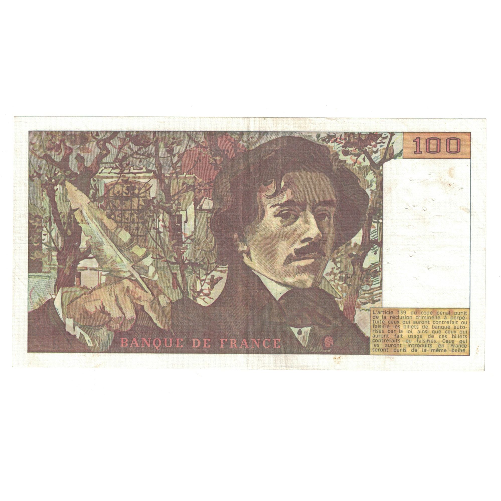 France, 100 Francs, Delacroix, 1978, F.2804067, EF(40-45), Fayette:68.2, KM:154a