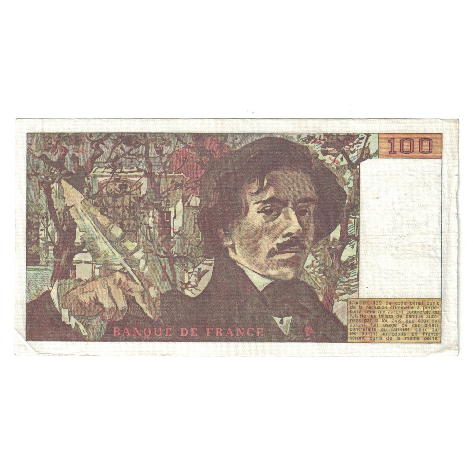 France, 100 Francs, Delacroix, 1978, T.7220178, EF(40-45), Fayette:69.01d