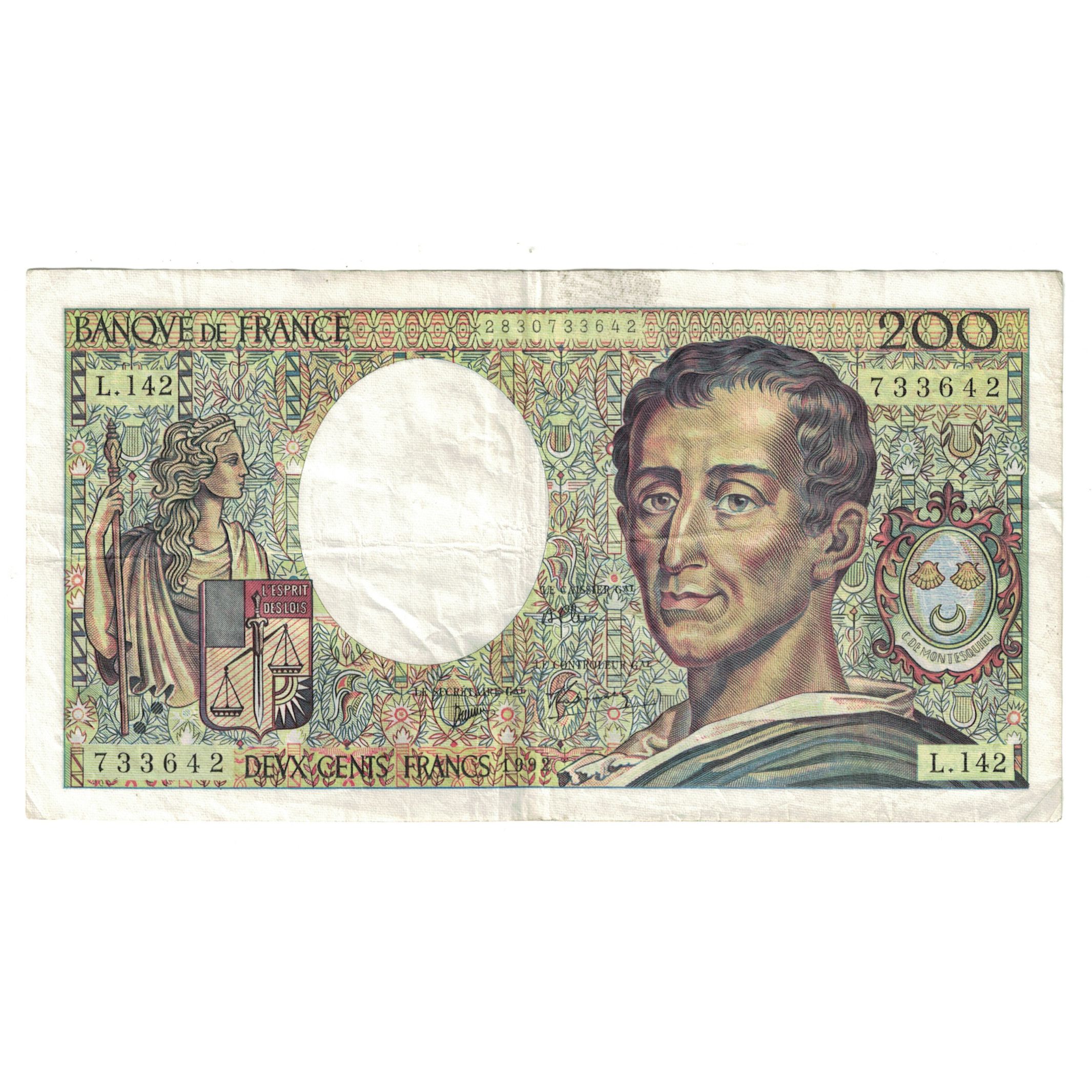 France, 200 Francs, Montesquieu, 1992, L.142733642, EF(40-45), Fayette:70.12c