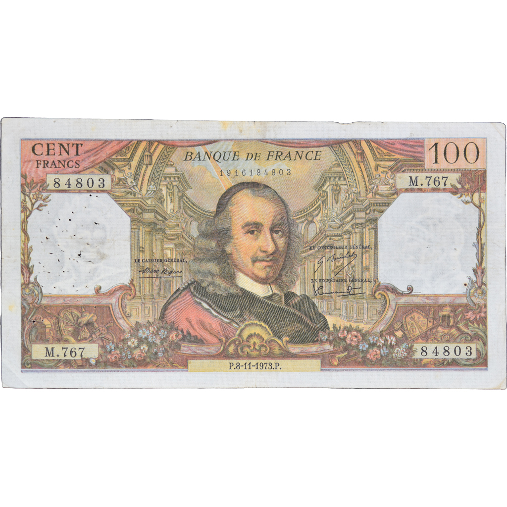 France, 100 Francs, Corneille, 1973, M.76784803, VF(20-25), Fayette:65.44
