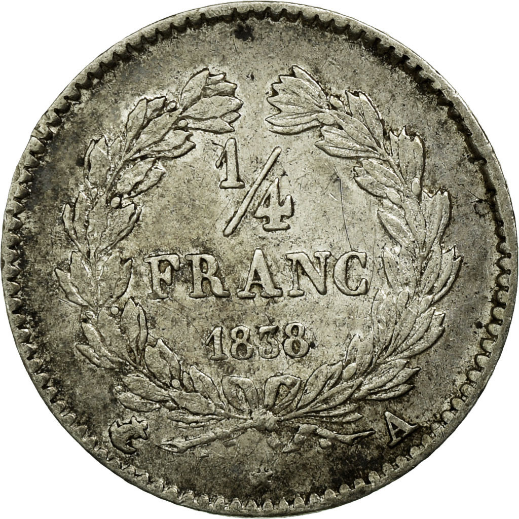 Coin, France, Louis-Philippe, 1/4 Franc, 1838, Paris, , Silver