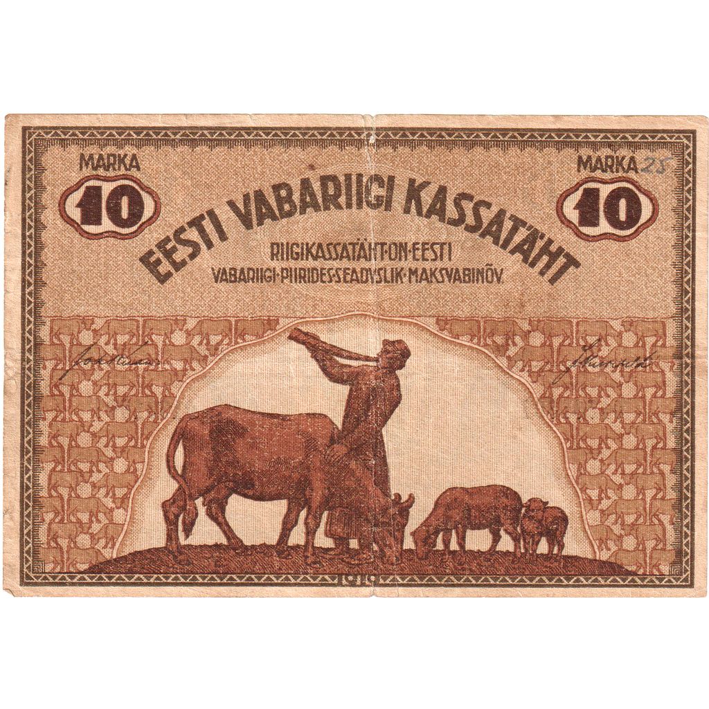 Estonia, 10 Marka, 1919, KM:46d, VF(30-35)