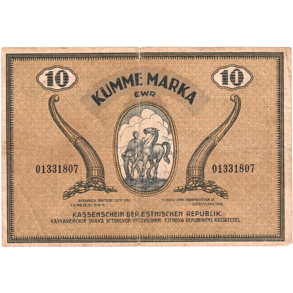 Estonia, 10 Marka, 1919, KM:46d, VF(30-35)
