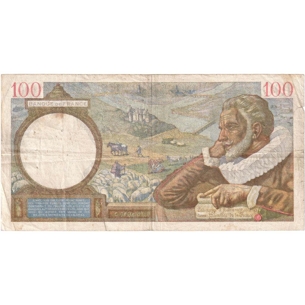 France, 100 Francs, Sully, 1941, C.21474, VF(20-25), Fayette:26.49, KM:94