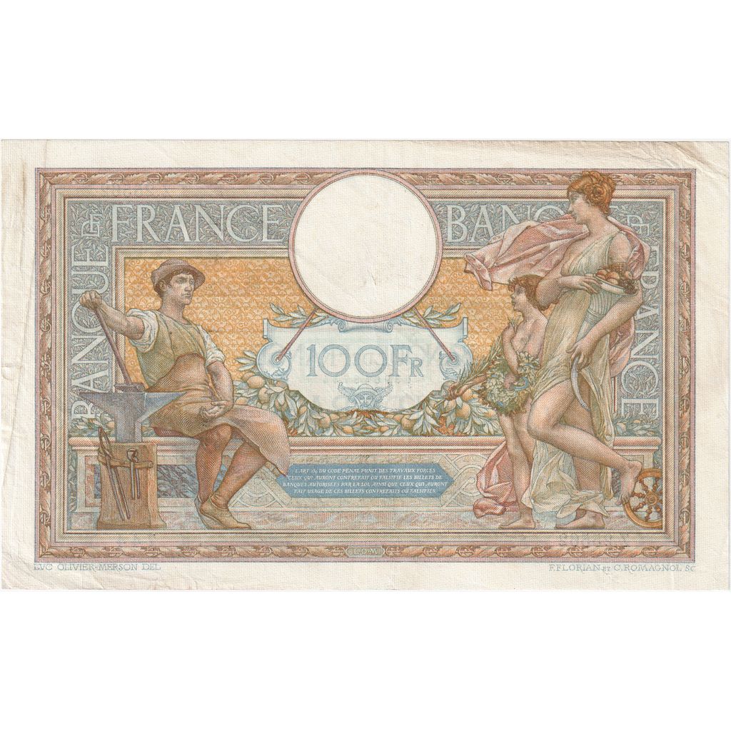 France, 100 Francs, Luc Olivier Merson, 1929-07-01, Z.25562744, AU(50-53)
