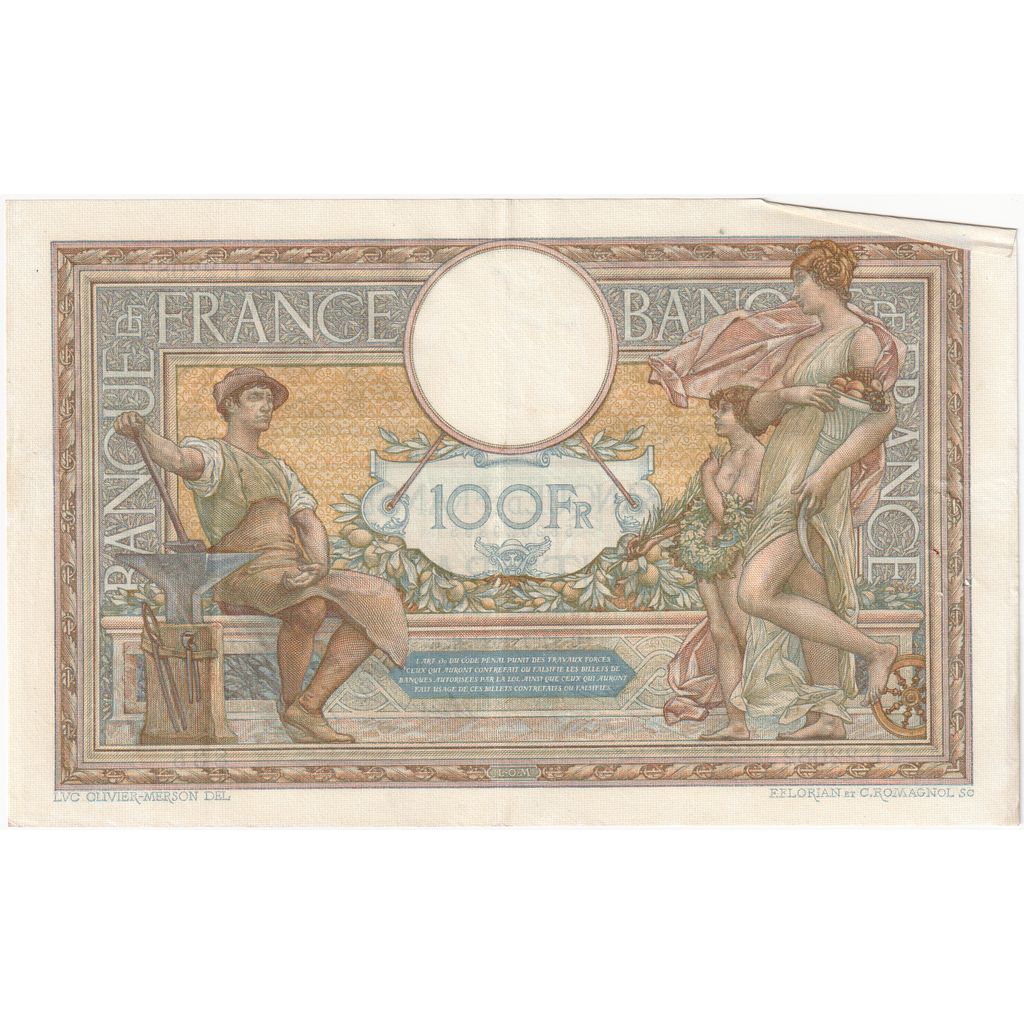 France, 100 Francs, Luc Olivier Merson, 1928-07-17, 1928-07-17, EF(40-45)
