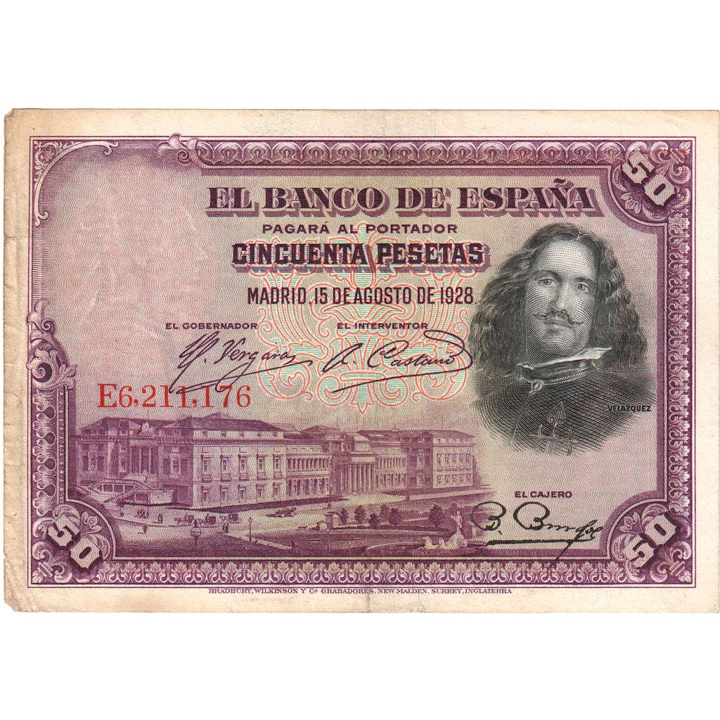 Spain, 50 Pesetas, 1928-08-15, VF