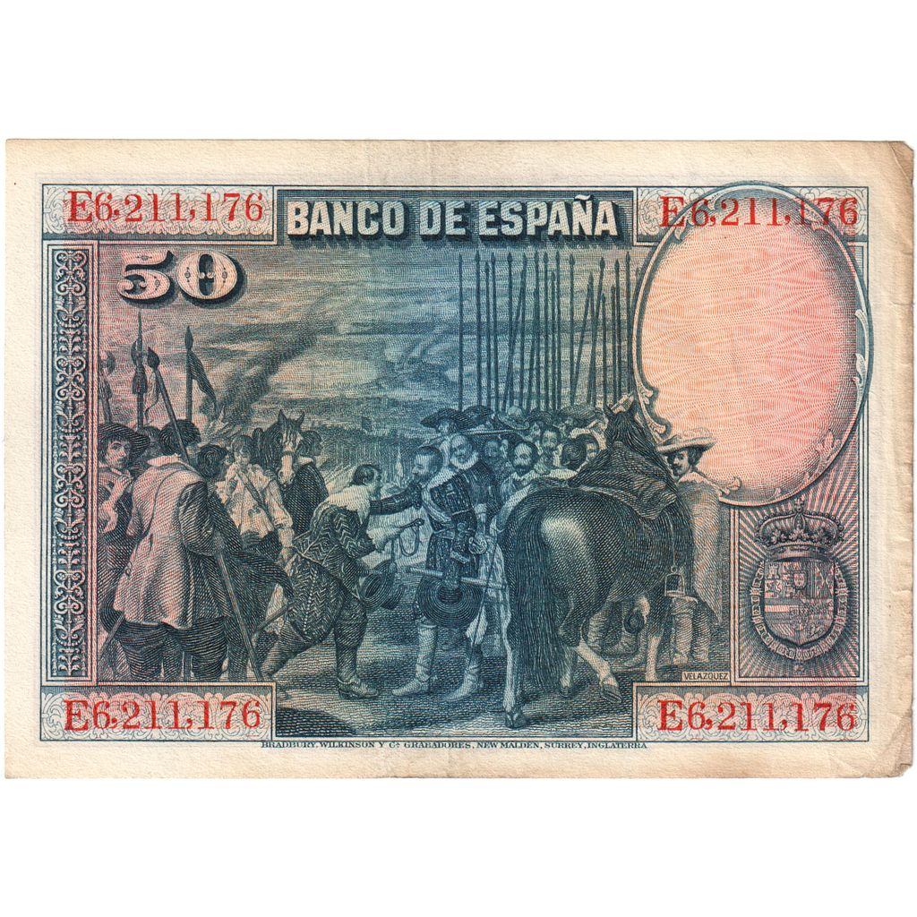 Spain, 50 Pesetas, 1928-08-15, VF