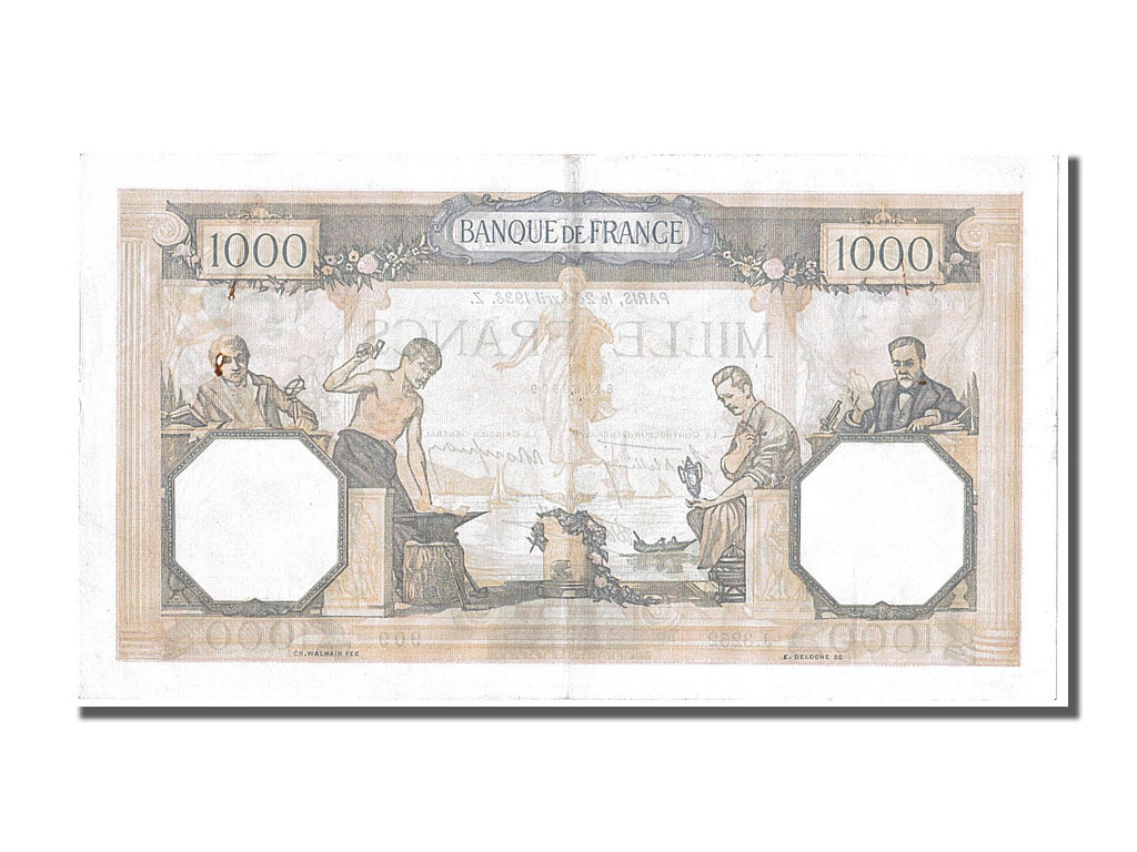 Biljet, Frankrijk, 500 Francs, 1 000 F 1927-1940 ''Cérès et Mercure'', 1938