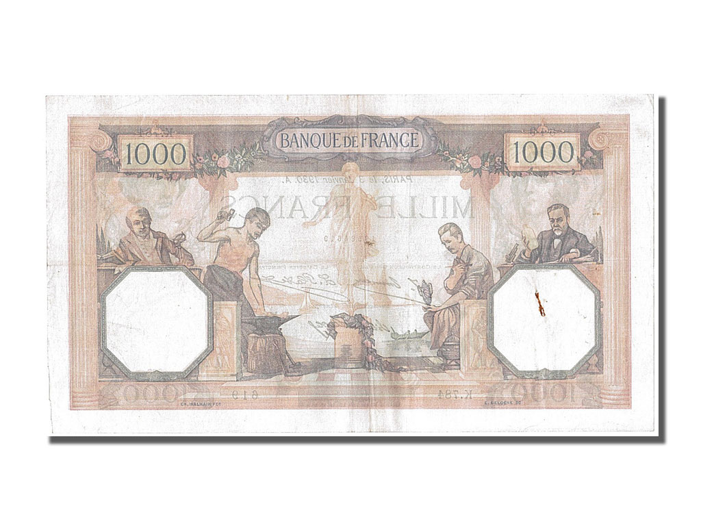 Biljet, Frankrijk, 1000 Francs, 1 000 F 1927-1940 ''Cérès et Mercure'', 1930