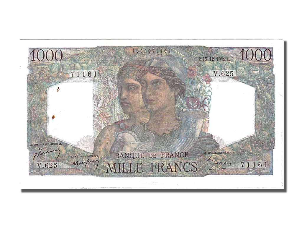 Biljet, Frankrijk, 1000 Francs, 1 000 F 1945-1950 ''Minerve et Hercule'', 1949