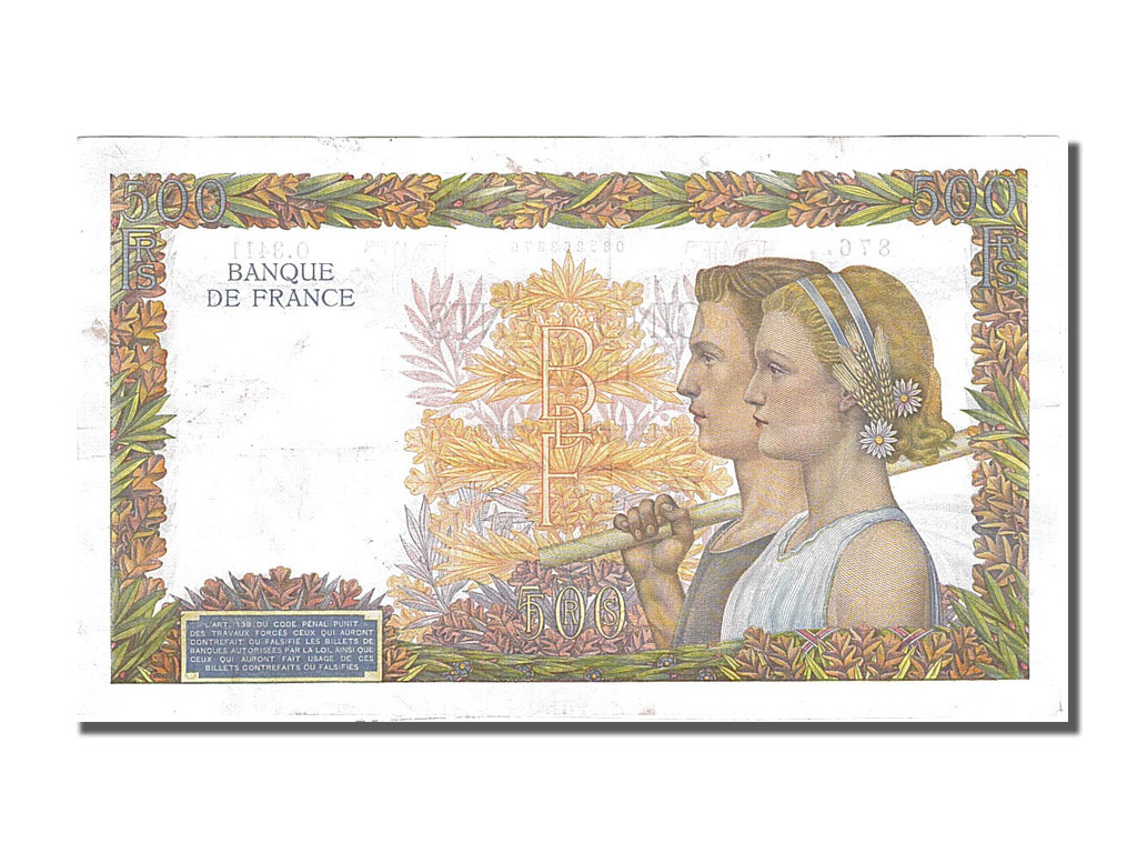Banknote, France, 500 Francs, 500 F 1940-1944 ''La Paix'', 1941, 1941-07-31