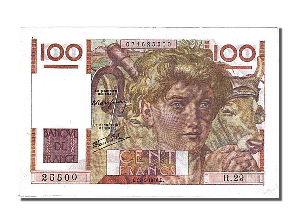 Banknote, France, 100 Francs, 100 F 1945-1954 ''Jeune Paysan'', 1946