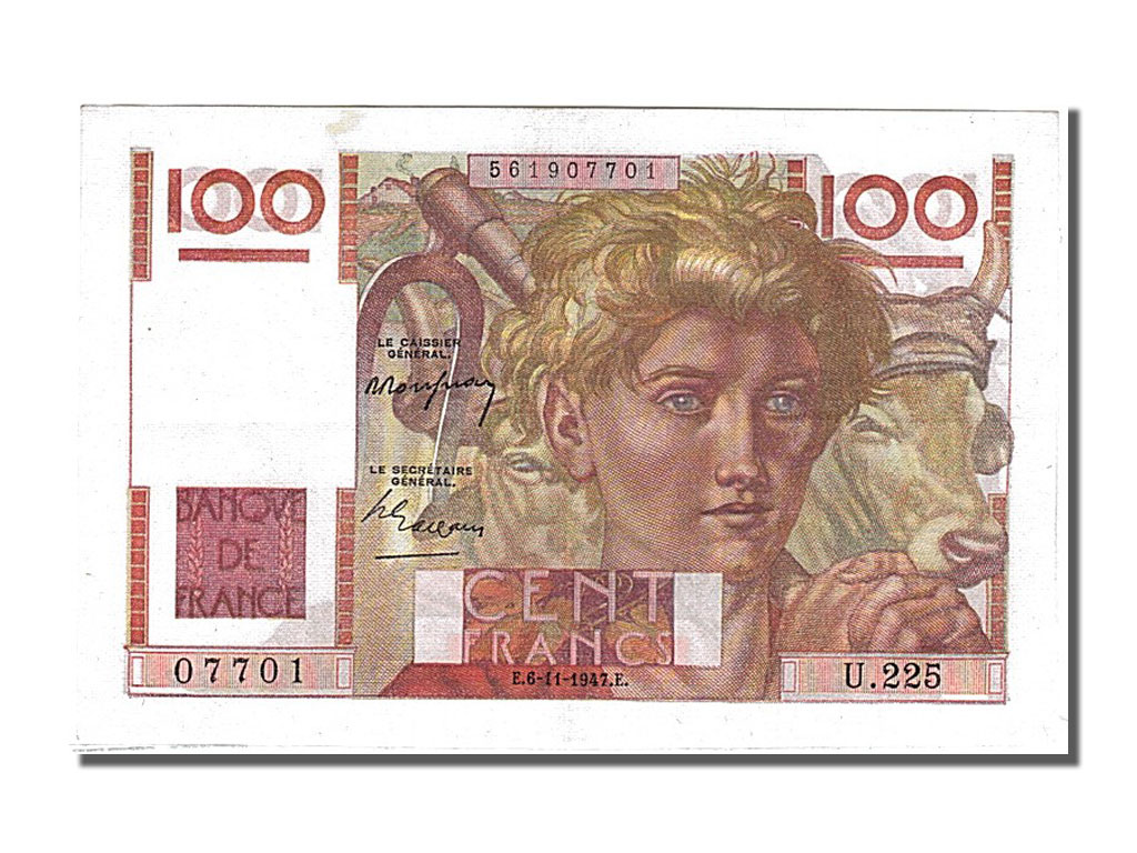 Banknote, France, 100 Francs, 100 F 1945-1954 ''Jeune Paysan'', 1947