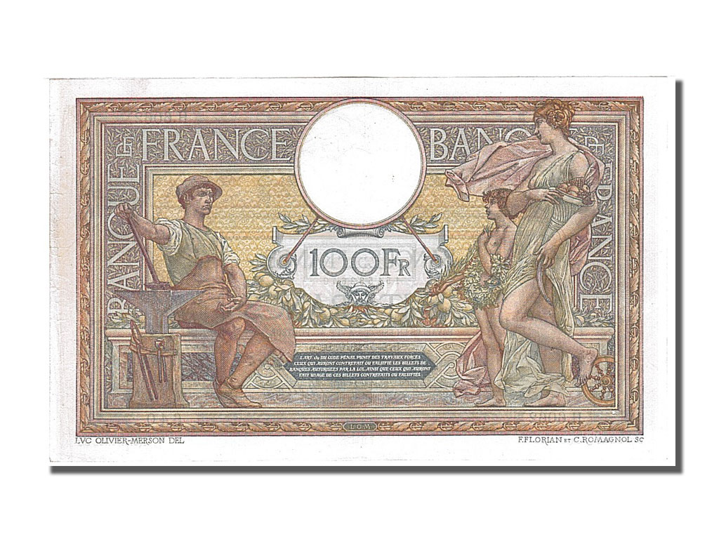 Biljet, Frankrijk, 100 Francs, 100 F 1908-1939 ''Luc Olivier Merson'', 1919