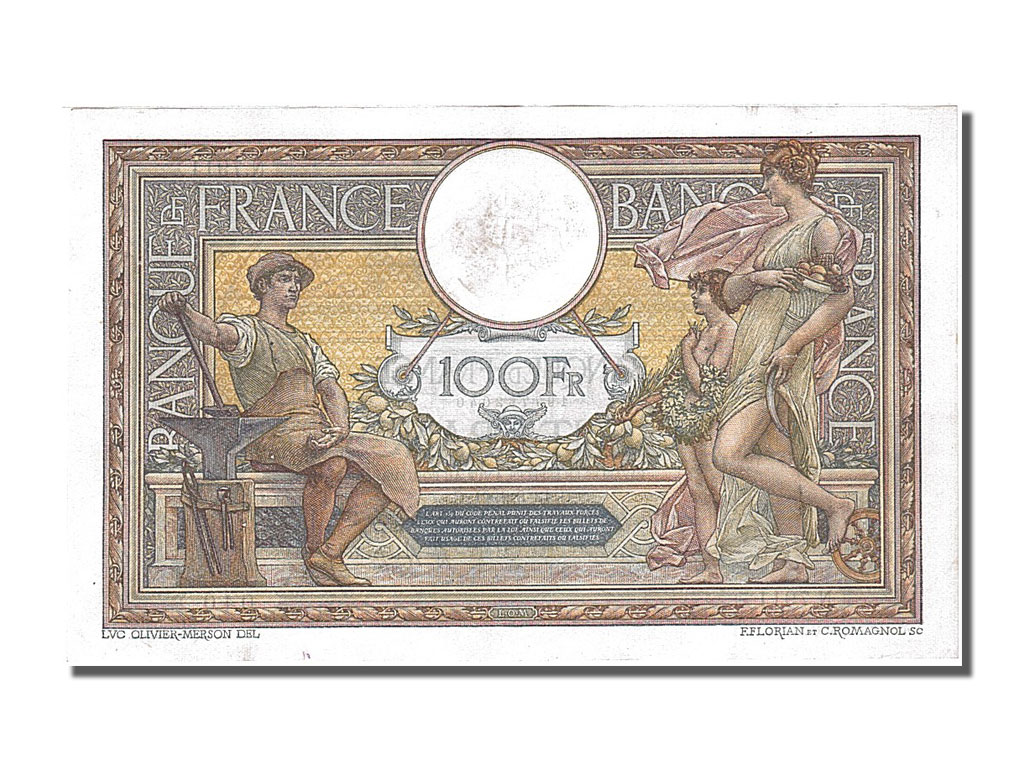 Banknote, France, 100 Francs, 100 F 1908-1939 ''Luc Olivier Merson'', 1921