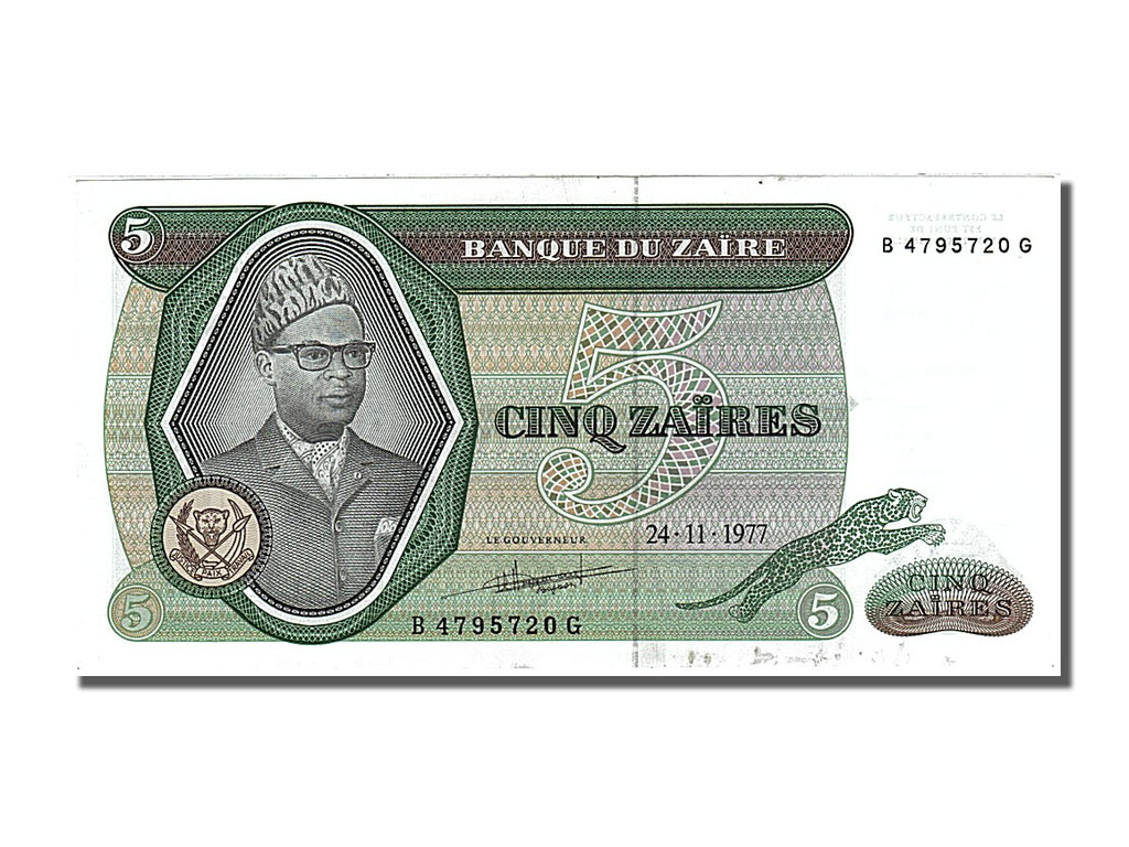 Banknote, Zaire, 5 Zaïres, 1977, 1977-11-24, UNC(63)