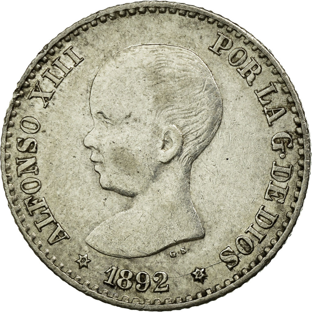 Coin, Spain, Alfonso XIII, 50 Centimos, 1892, Madrid, , Silver, KM:690