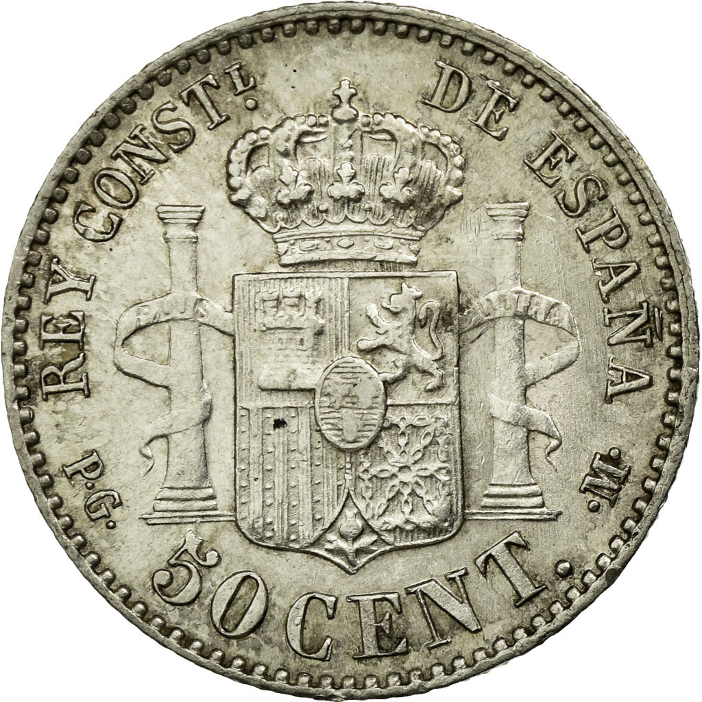 Coin, Spain, Alfonso XIII, 50 Centimos, 1892, Madrid, , Silver, KM:690