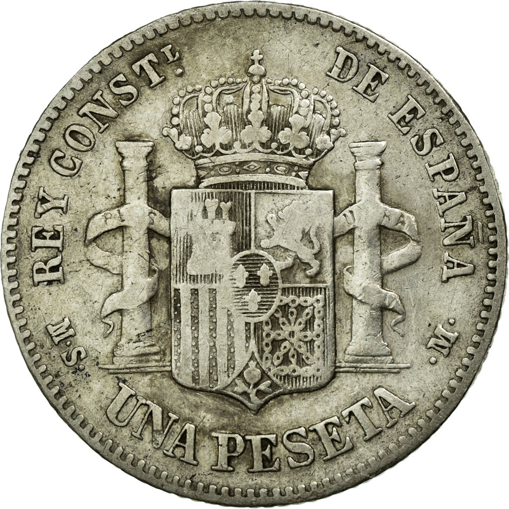 Coin, Spain, Alfonso XII, Peseta, 1885, Madrid, , Silver, KM:686