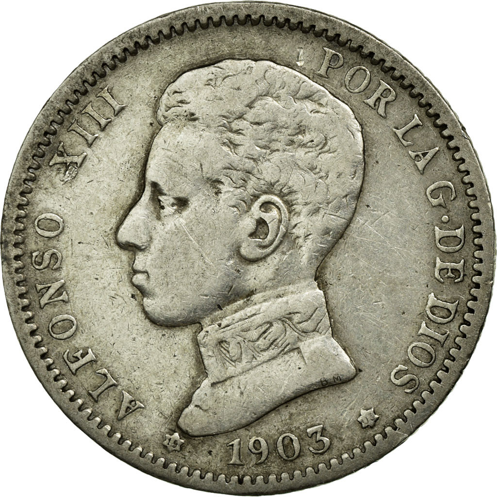 Coin, Spain, Alfonso XIII, Peseta, 1903, Madrid, , Silver, KM:721