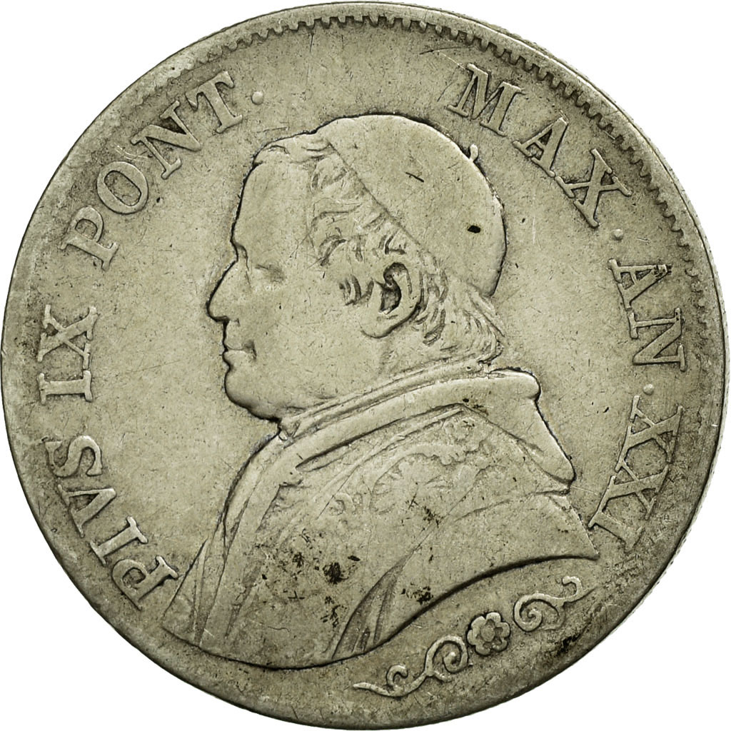 Coin, ITALIAN STATES, PAPAL STATES, Pius IX, Lira, 1866, Roma, 