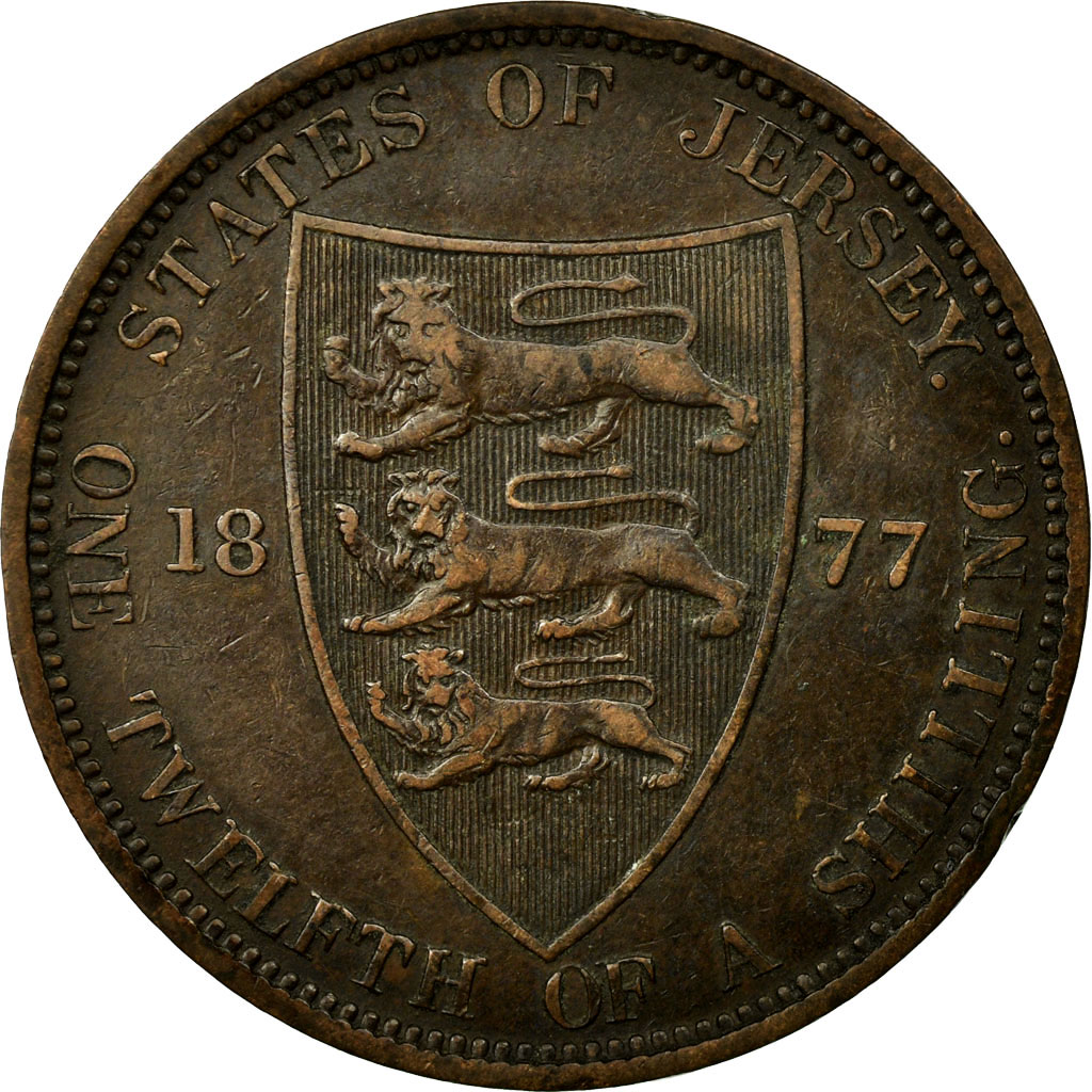 Coin, Jersey, Victoria, 1/12 Shilling, 1877, Heaton, , Bronze, KM:8