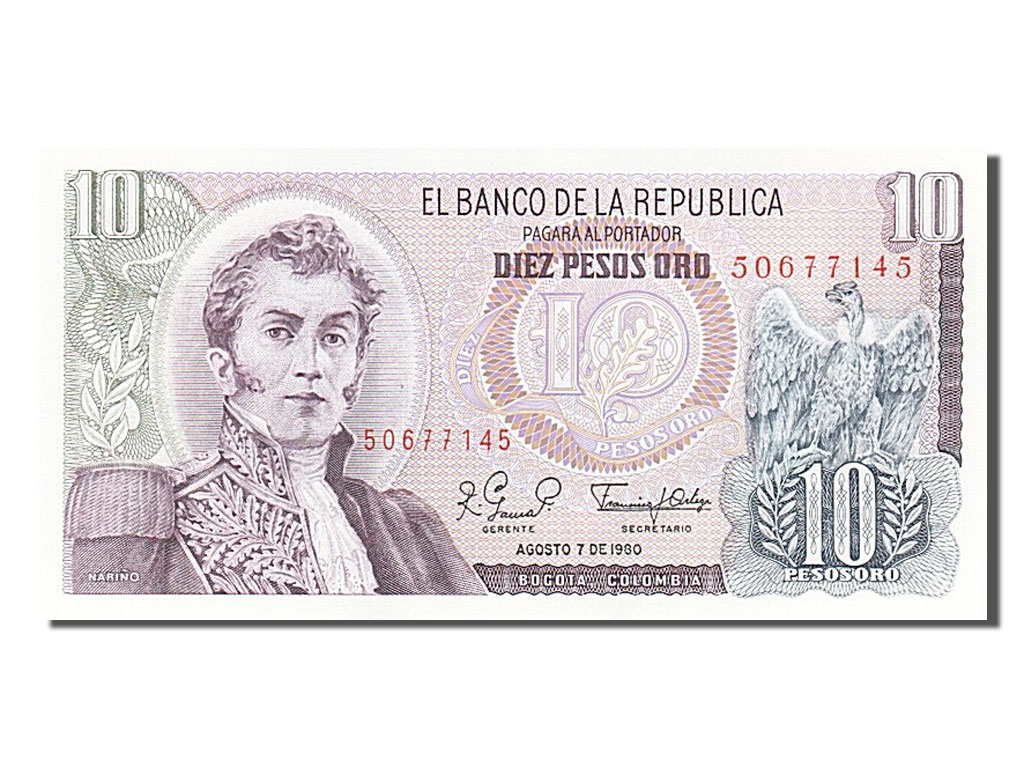 Banknote, Colombia, 10 Pesos Oro, 1980, 19800807, UNC(6570)